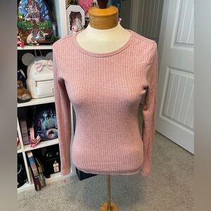 Old Navy Pink Glitter Crew Neck Ribbed Sweater